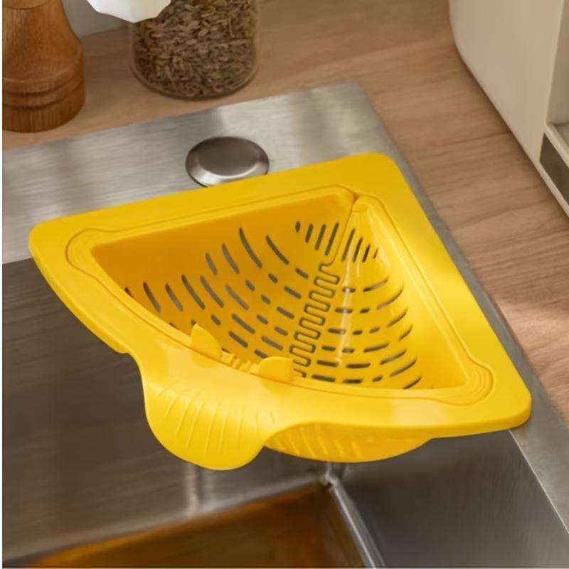 2PCS Triangular Draining Basket| Kitchen Filter Net Storage Rack| Strainer for Vegetables, Fruits, and Rice Residue