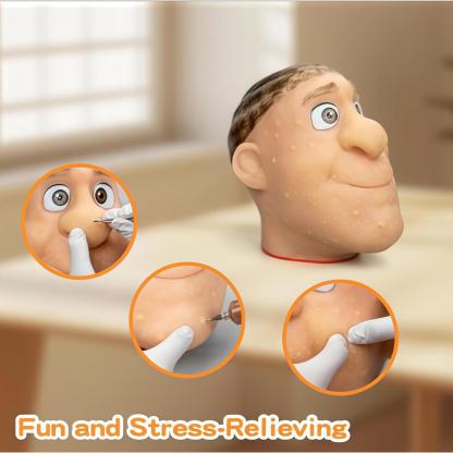 Pimple Popping Simulator Giant Head Refillable Squeeze Toy for Stress Relief Realistic Press Simulation with Reusable Design & Specialized Tools
