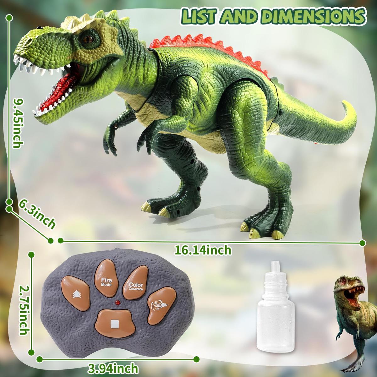 Remote Control T-Rex Dinosaur RC Dinosaur Toy for Kids with Lights, Mist Spray & Realistic Sounds Perfect Gift for Boys