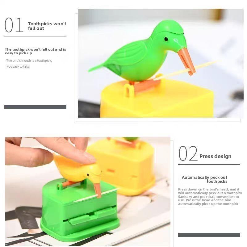 Bird Toothpick Holder Box – Fully Automatic Children's Toy, Creative Bird Pecking Smart Toothpick Dispenser, High-Quality Material, Odor-Free
