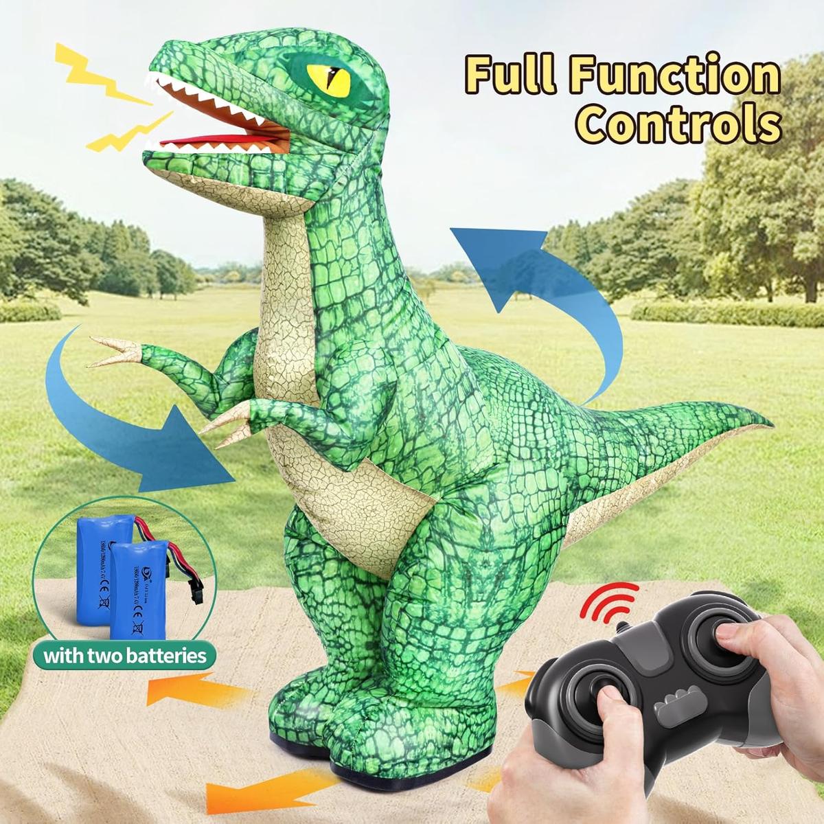 2.4GHZ Remote Control Inflatable Dinosaur Toy, Electric Toy Dinosaur with 360°Rotation and Sound Effects,Rechargeable Walking Dinosaur Toy, Birthday Gifts for Boys Kids Age 6-8 8-12