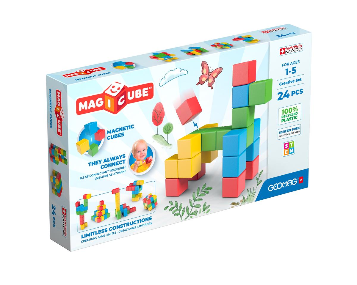 Geomag MagiCube 30-pc Magnetic Blocks Set for Toddlers & Kids Ages 1-5| Swiss-Made STEM Educational Toy Made from 100% Recycled Plastic| Creative Early Learning Play