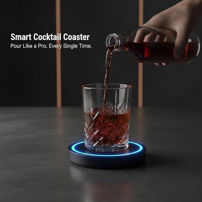 Smart Coaster Cocktail Machine| Portable LED Light Ring| USB-Powered| 12.7cm Diameter, 2.2cm Height