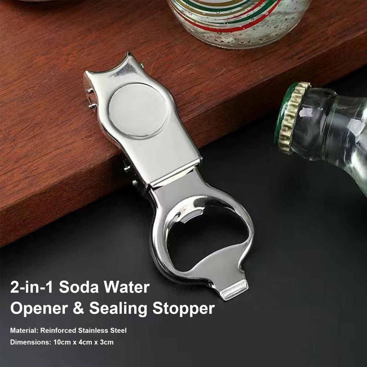 2-in-1 Bottle Opener & Sealer (for Glass Beer Bottles), Soda Bottle Opener & Sealer, Stainless Steel Beer Bottle Opener