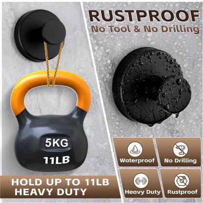 2-Pack Suction Cup Hooks, suitable for shower rooms, bathrooms, kitchens, glass doors, mirrors, tiles, and other surfaces.