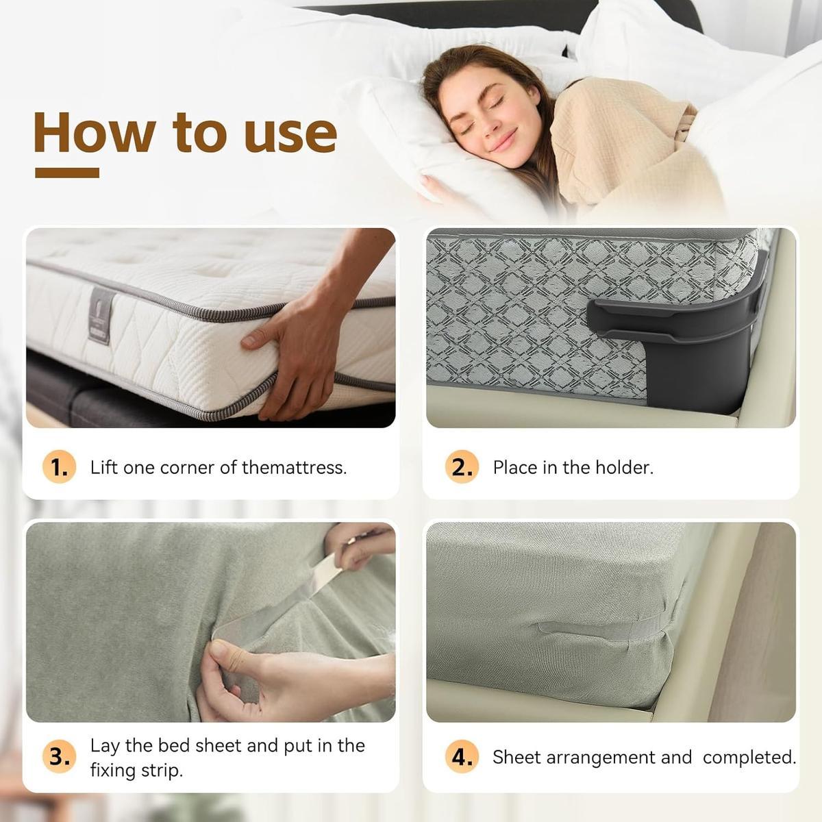 Bed Sheet Holders, Fits Any Mattress Size, Keeps Sheets Secure (4pcs)