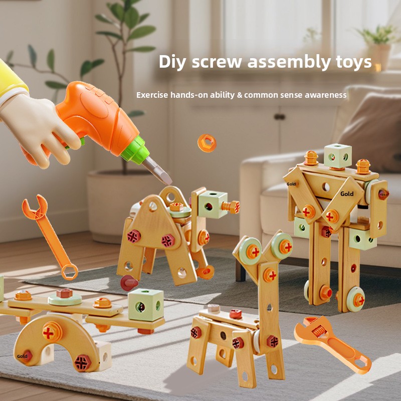 158-Pcs Kids' Educational Pretend Play Repair Tool Kit – STEM Building Toys with Screwdrivers and Nuts(with Electric Drill)