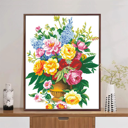 【Free Embroidery Tool Kit Included】Best-Selling Floral Embroidery DIY Kit, Plant Pattern Cross-Stitch, Perfect for Dining Room, Living Room, and Bedroom Décor, Includes Embroidery Tutorial