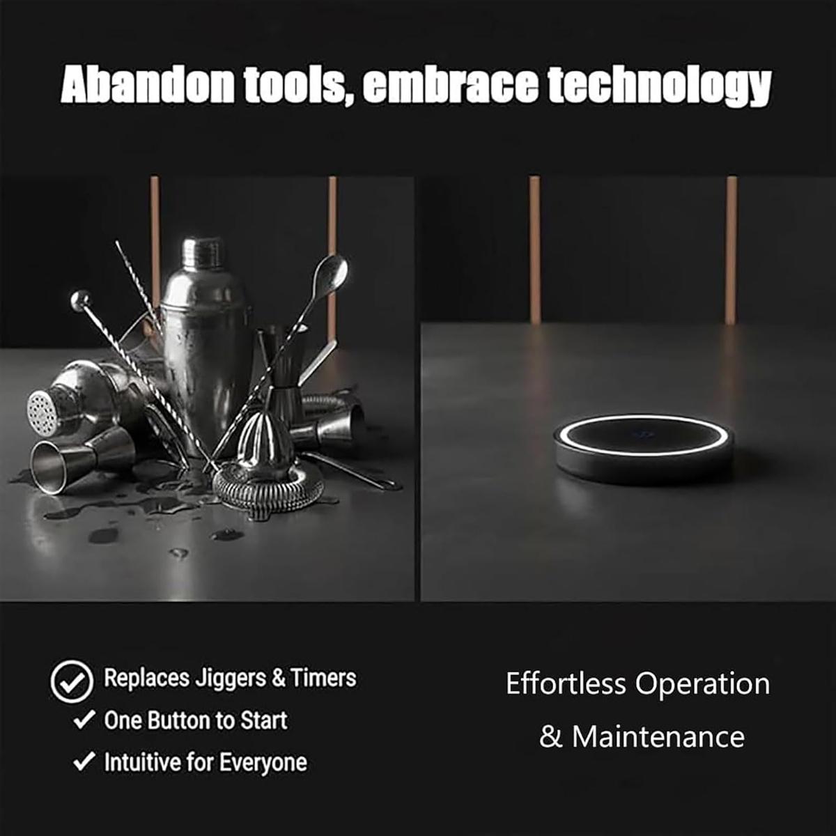 Smart Coaster Cocktail Machine| Portable LED Light Ring| USB-Powered| 12.7cm Diameter, 2.2cm Height