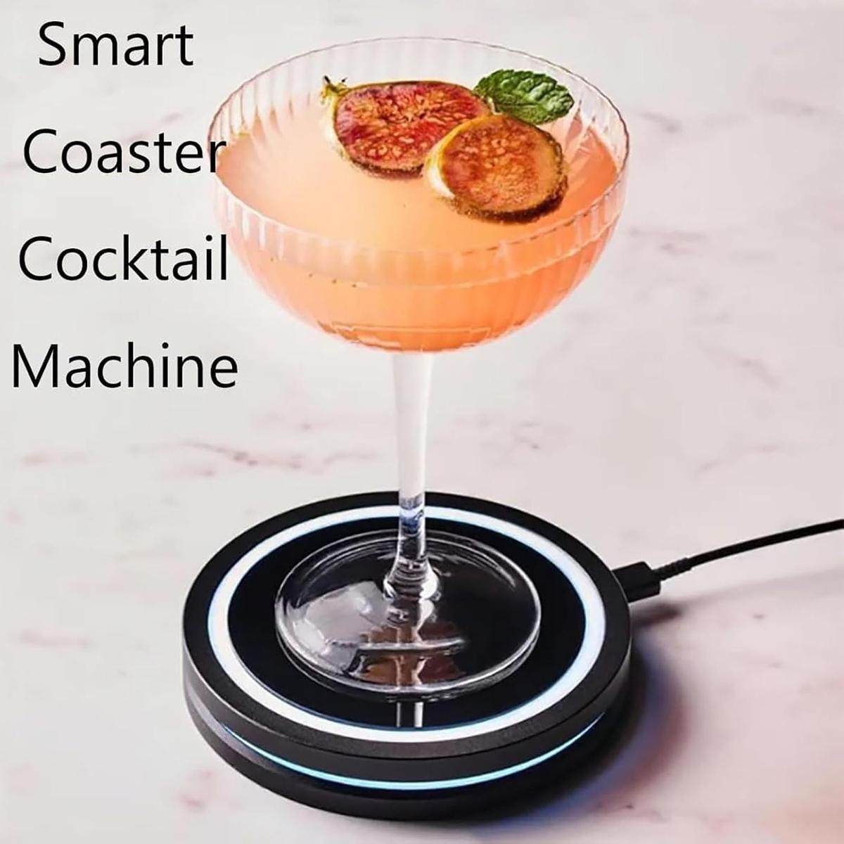 Smart Coaster Cocktail Machine| Portable LED Light Ring| USB-Powered| 12.7cm Diameter, 2.2cm Height