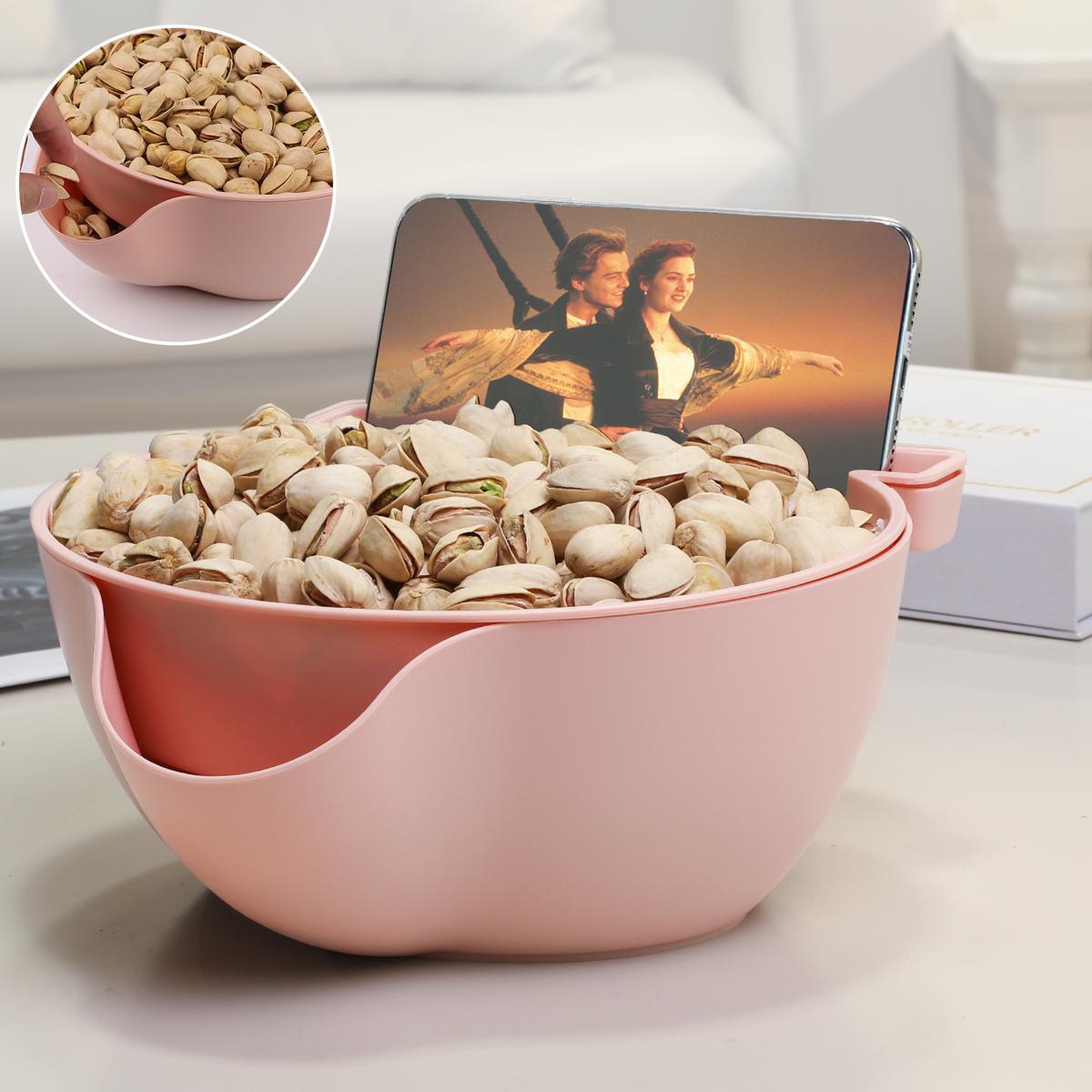 Pistachio Bowl – Double-Layer Fruit & Nut Storage Bowl, BPA-Free, Versatile Snack & Fruit Bowl with Drainage, Suitable for Kitchen & Dining