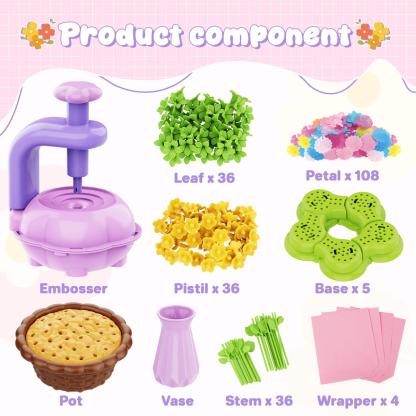 Fabric Flower Bouquets Toys - Creative DIY Crafts for Girls Ages 4-12, Unique Floral Market Toy, Inspiring Arts & Crafts Educational Set, Perfect for Preschool Learning and Birthday Gifts