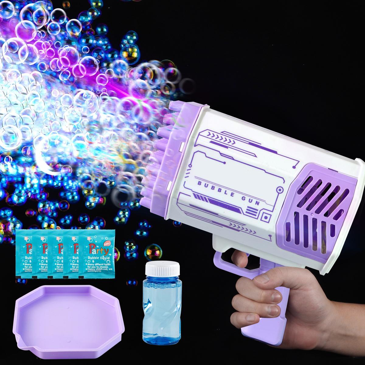 Bubble Machine Bubble Blaster Toys for Kids Bubble Maker with 69 Holes and Colorful Lights