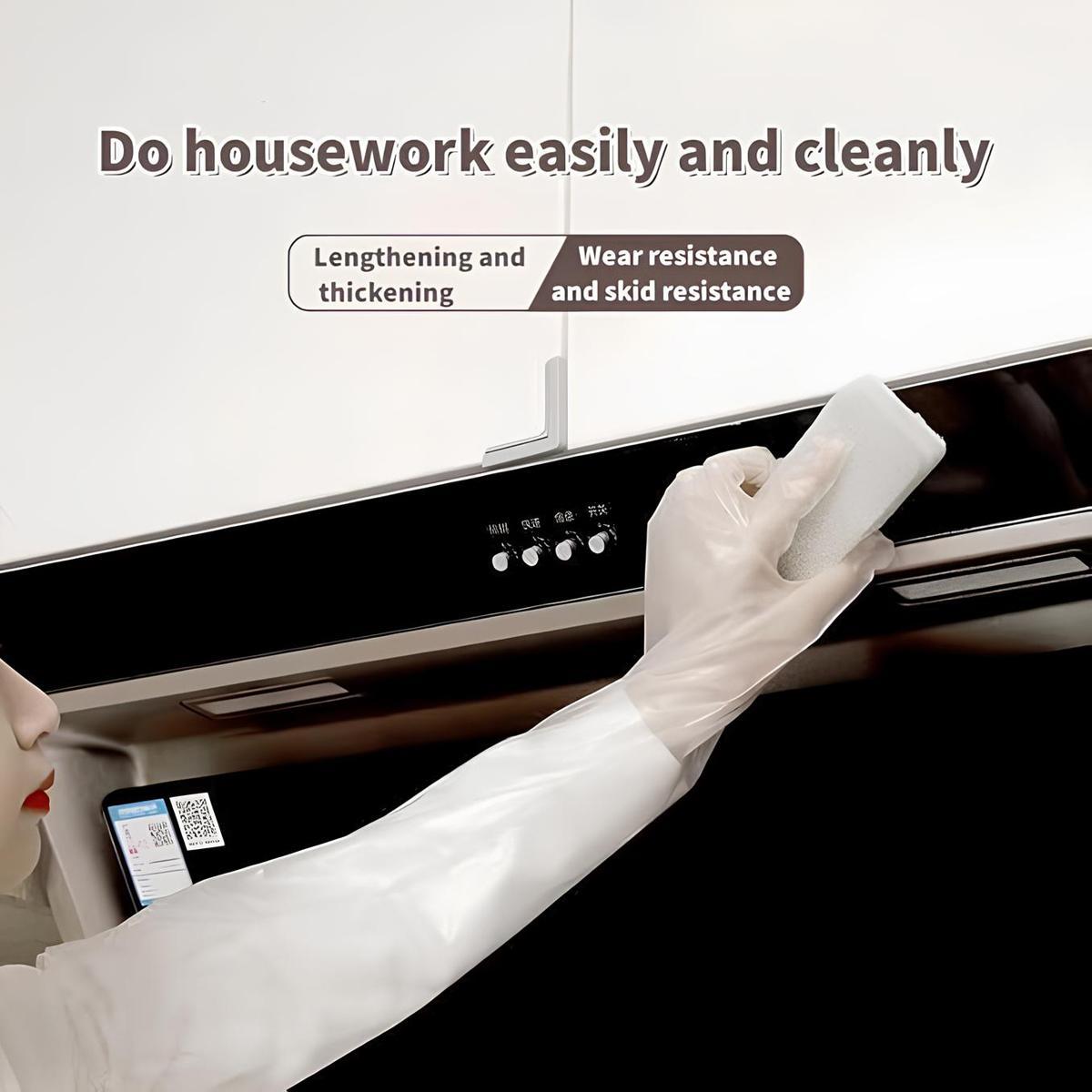 10Pairs Long Gloves for Cleaning - Extra Long Disposable Cleaning Gloves 23.6 Inches Reusable Long Sleeve Gloves Waterproof for Kitchen Cooking Household Dishwashing