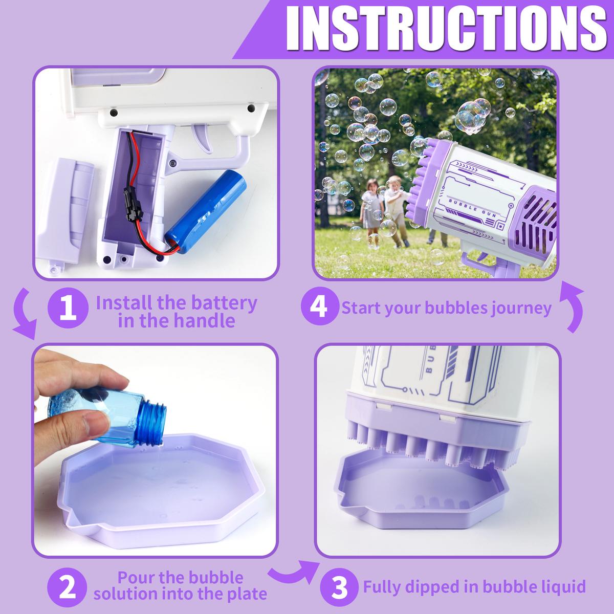 Bubble Machine Bubble Blaster Toys for Kids Bubble Maker with 69 Holes and Colorful Lights