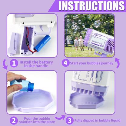 Bubble Machine Bubble Blaster Toys for Kids Bubble Maker with 69 Holes and Colorful Lights