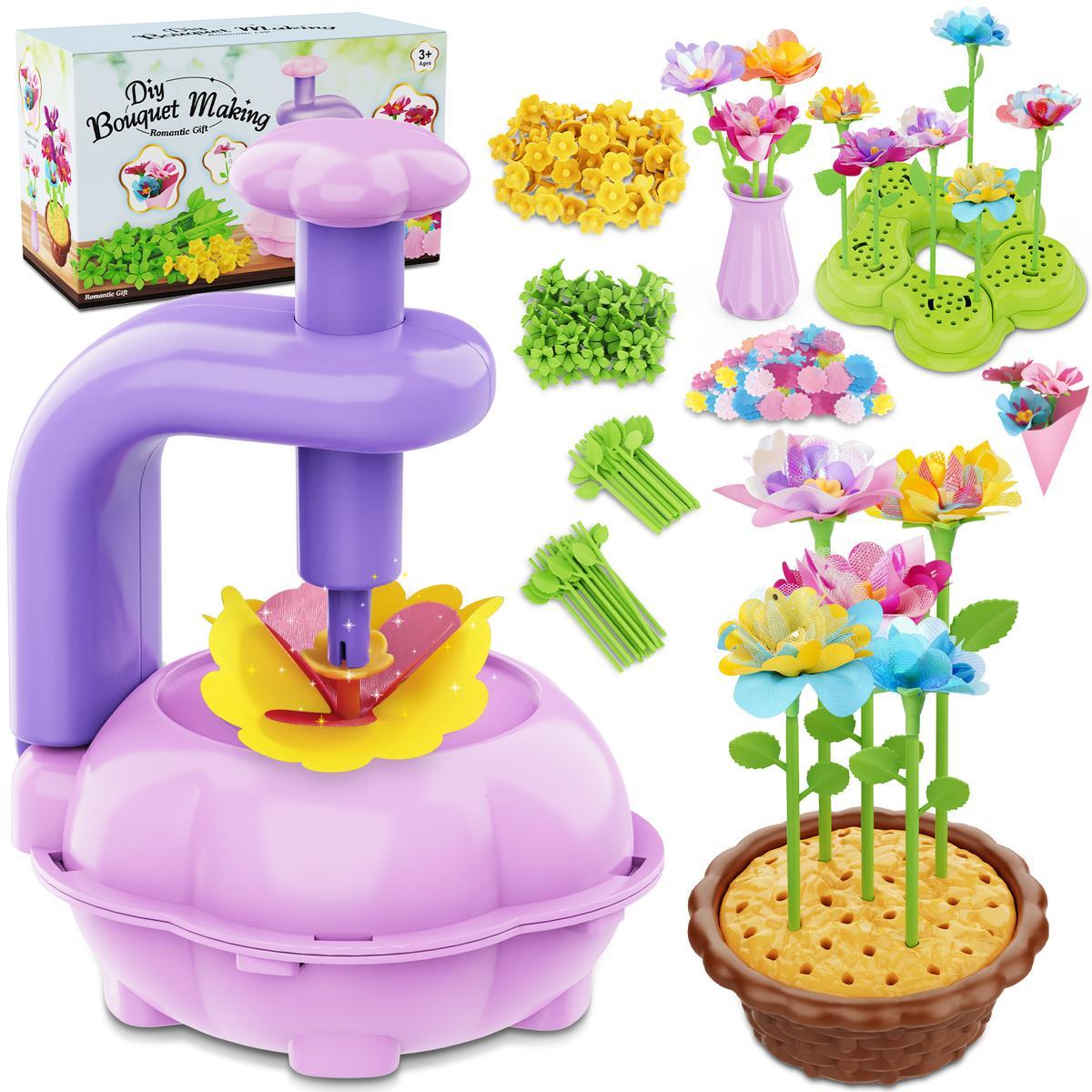 Fabric Flower Bouquets Toys - Creative DIY Crafts for Girls Ages 4-12, Unique Floral Market Toy, Inspiring Arts & Crafts Educational Set, Perfect for Preschool Learning and Birthday Gifts