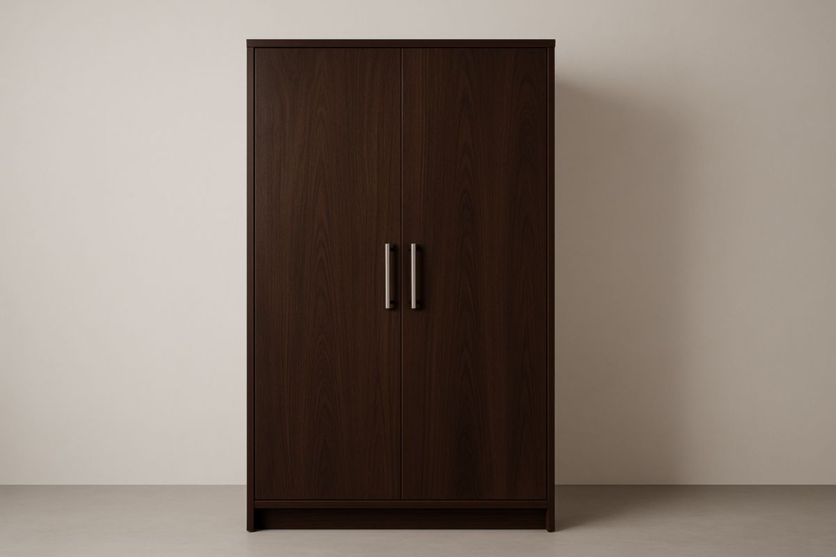 Armadio in Legno Ingegnerizzato Marrone con Due Ante