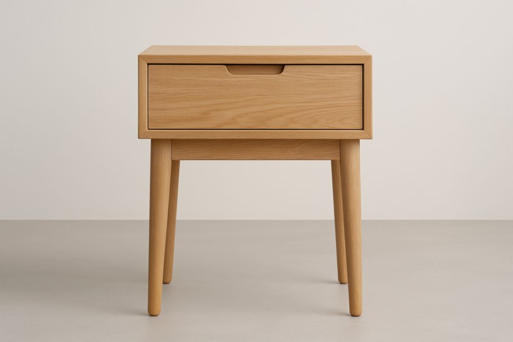 Comodino in legno massello di rovere con cassetto