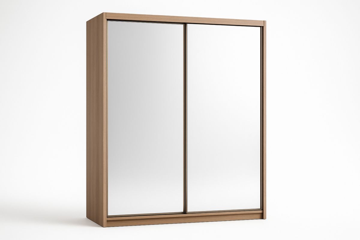 Armadio scorrevole in legno massiccio con ante a specchio 200x220x60 cm