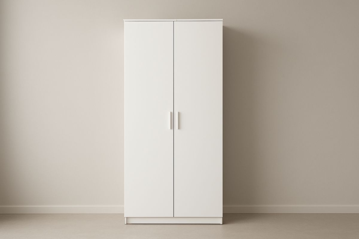 Armadio a Due Ante in MDF Bianco 180x80x50 cm