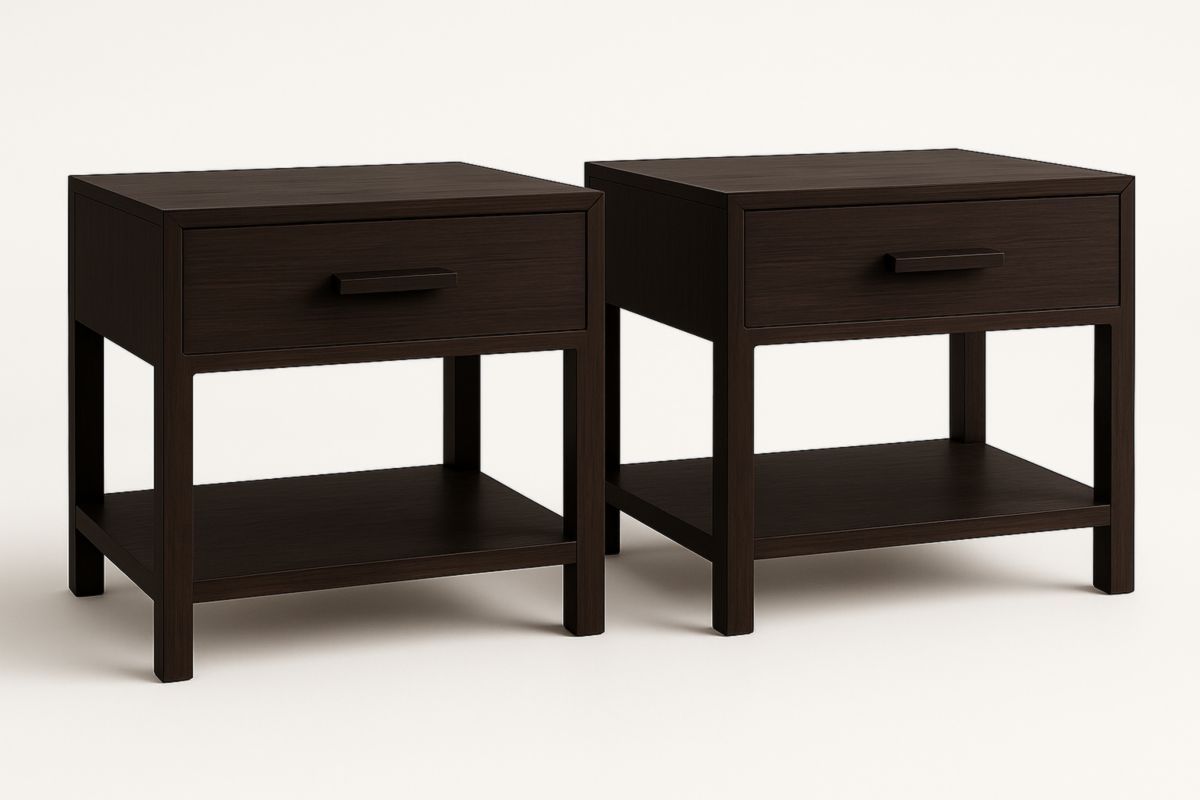 Comodini in Legno Marrone Scuro Set di 2