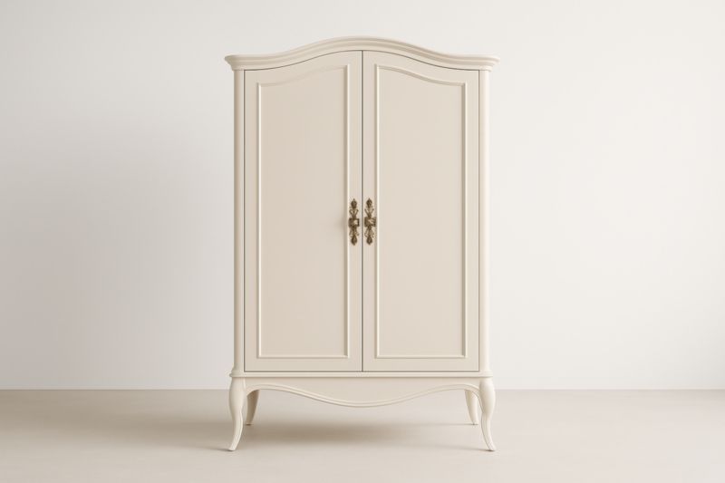 Armadio a Due Ante in Legno Avorio 180x120x50 cm