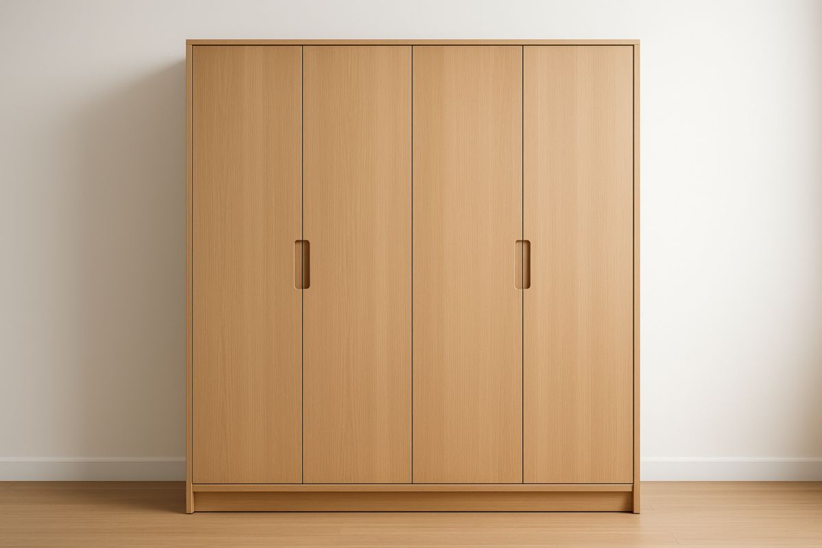 Armadio a 4 Ante in Legno Rovere con Ripiani Regolabili