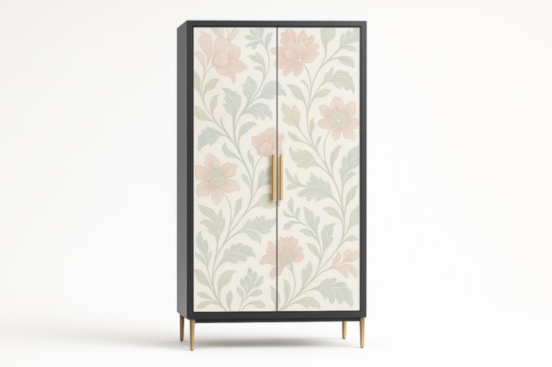 Armadio in MDF con Motivo Floreale 2 Ante 180 cm