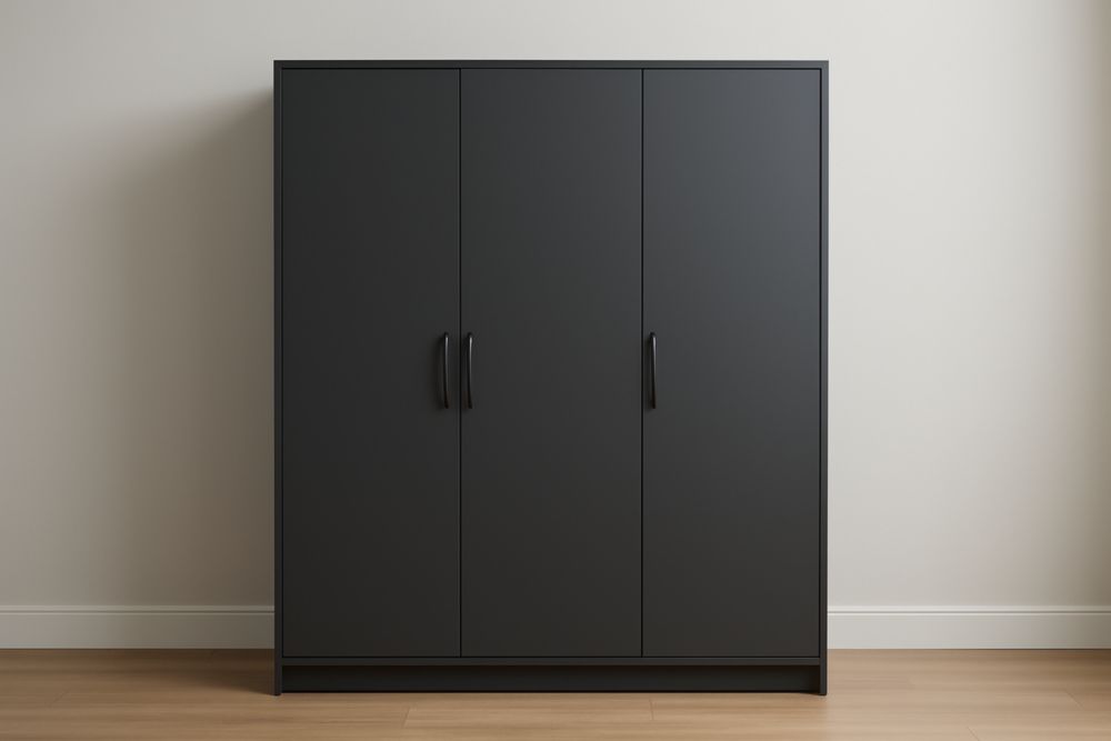 Armadio a 3 Ante Nero in MDF 150x60x200 cm(Lu×L×H)