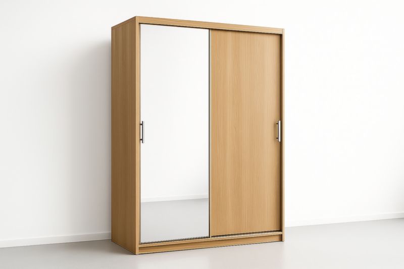 Armadio scorrevole con specchio in legno