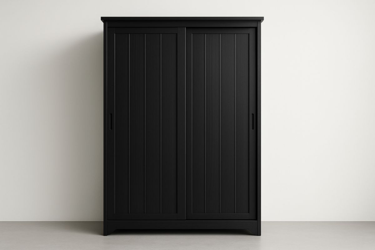 Armadio scorrevole in legno nero 200x180x60 cm