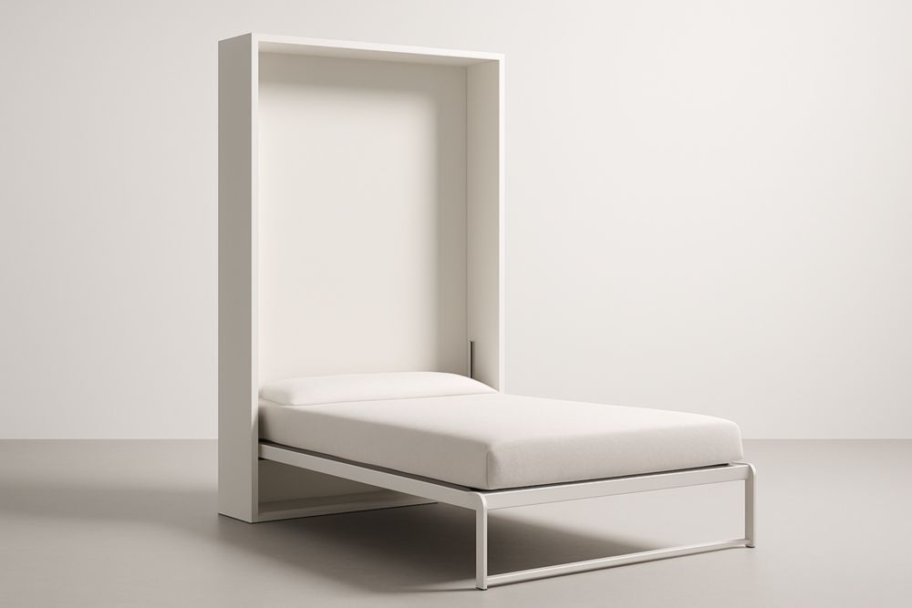 Letto a scomparsa singolo verticale in legno MDF bianco 200x90 cm(Lu×L)