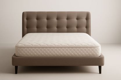 Letto imbottito in tessuto marrone con materasso in schiuma 160x200 cm