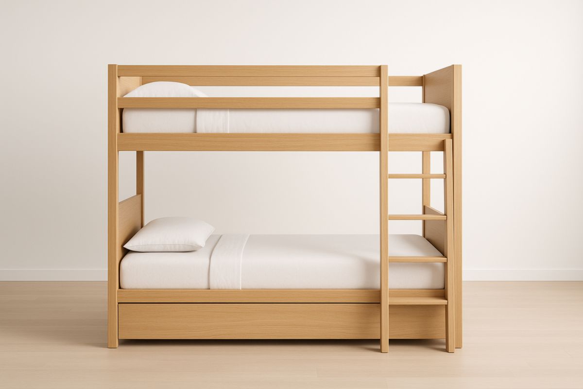 Letto a Castello in Legno di Rovere con Materassi