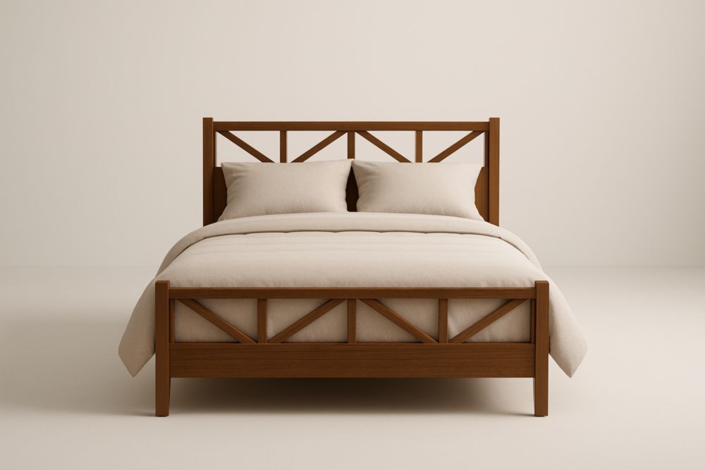 Letto Matrimoniale in Legno Massello con Cuscini