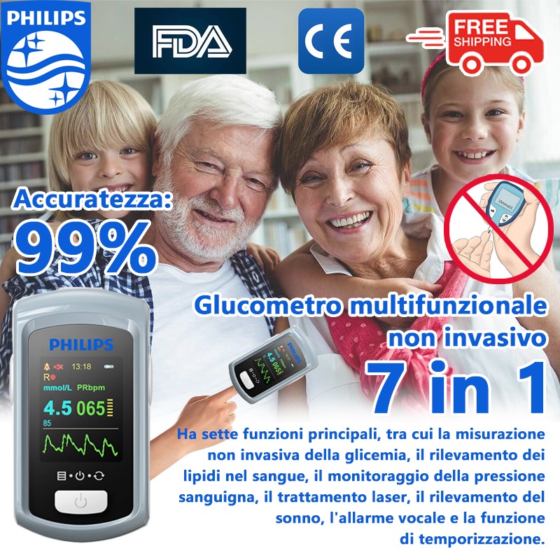 Misuratore laser non invasivo della glicemia Philips 2024, non è richiesto il prelievo del sangue