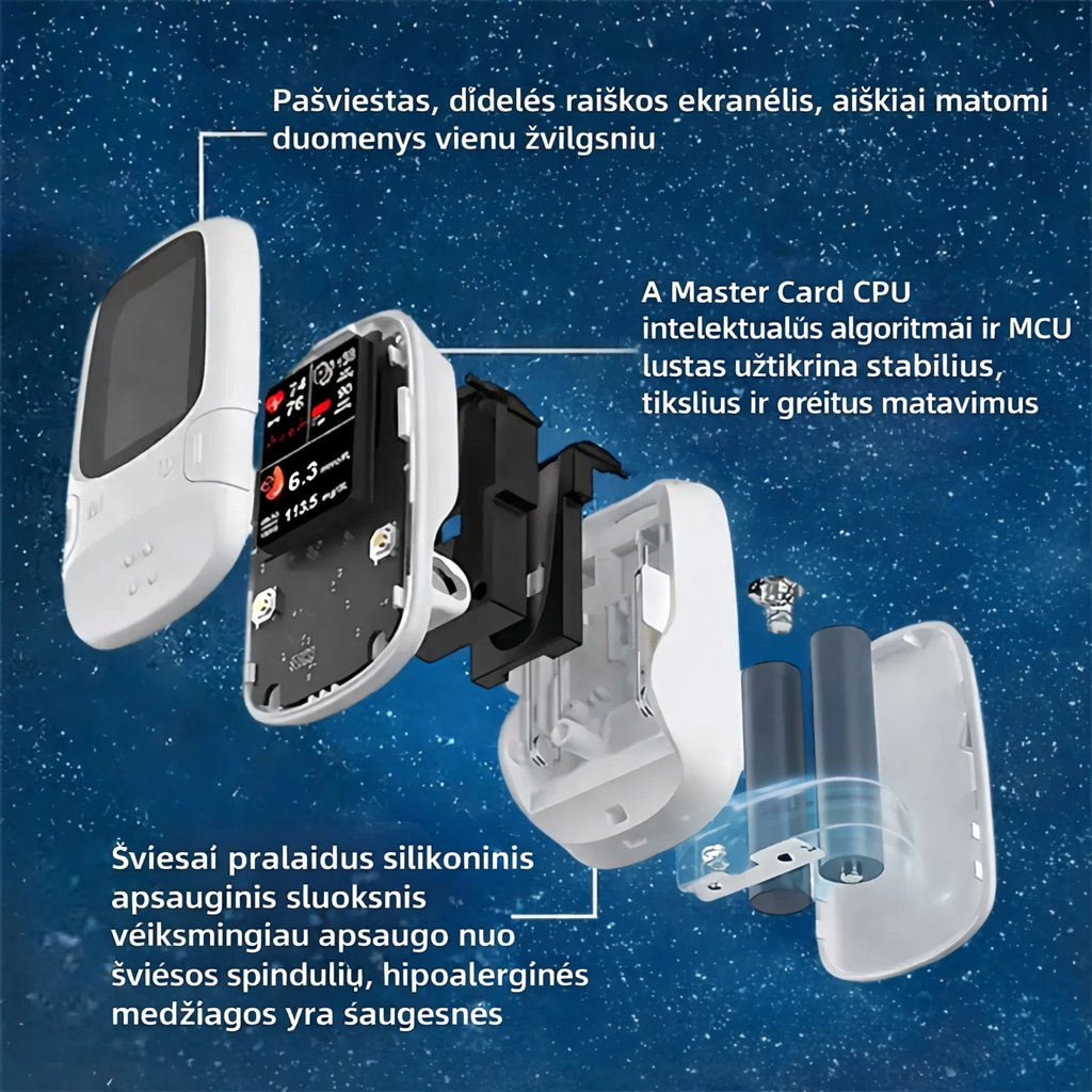 „OMRON“ naujasis 2026 m. neinvazinis išmanusis kraujo gliukozės matuoklis