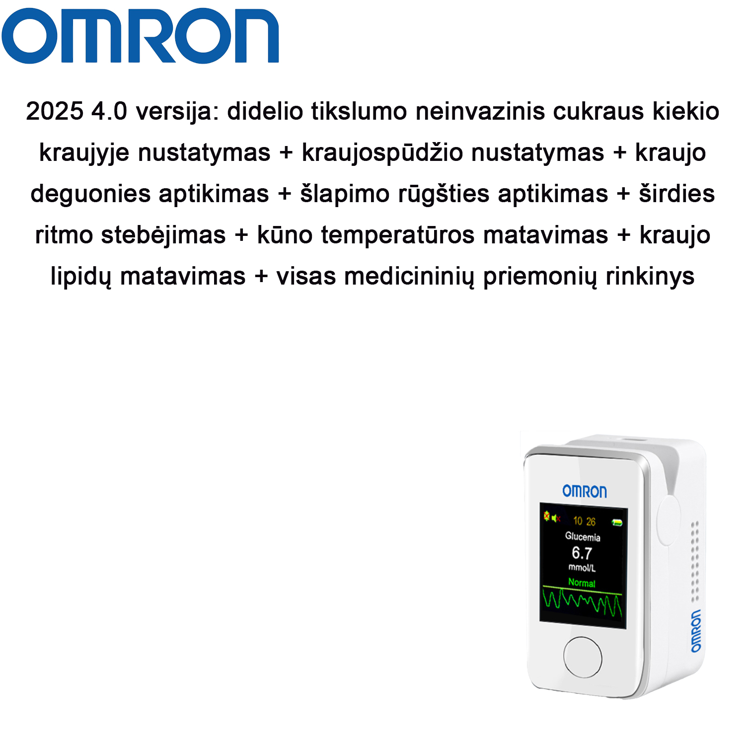 🌟 Neinvazinis didelio tikslumo gliukozės kiekio kraujyje matuoklis - atsisveikink su adatų skausmu, tiksliai stebėk cukraus kiekio kraujyje pokyčius ir lengvai kontroliuok savo sveiką gyvenimą! 💙✨