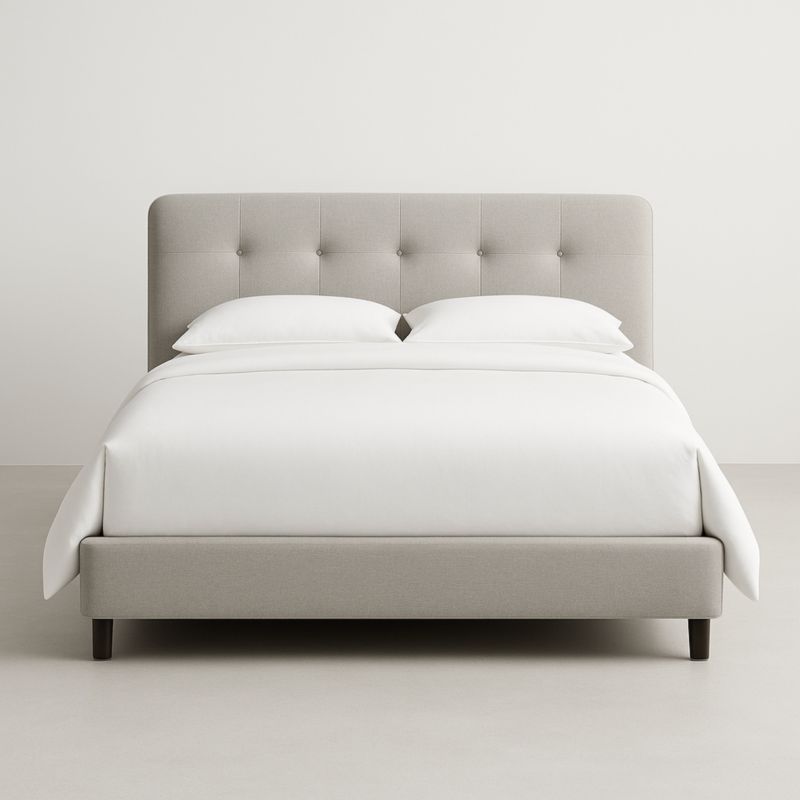 Letto matrimoniale in tessuto con testiera trapuntata 160x200 cm