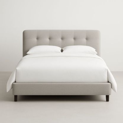 Letto matrimoniale in tessuto con testiera trapuntata 160x200 cm