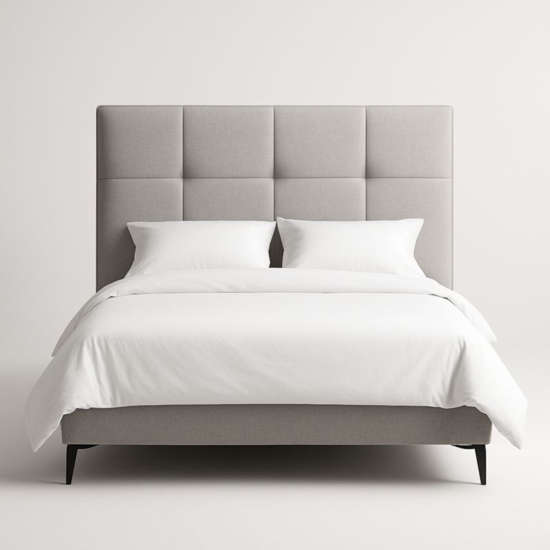 Letto imbottito in tessuto grigio 200x160 cm