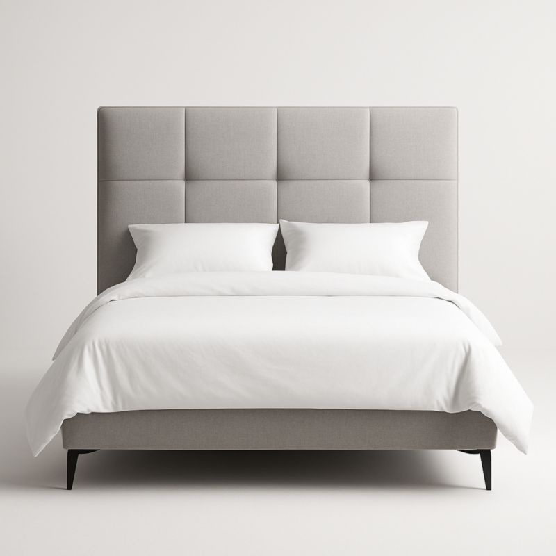 Letto imbottito in tessuto grigio 200x160 cm