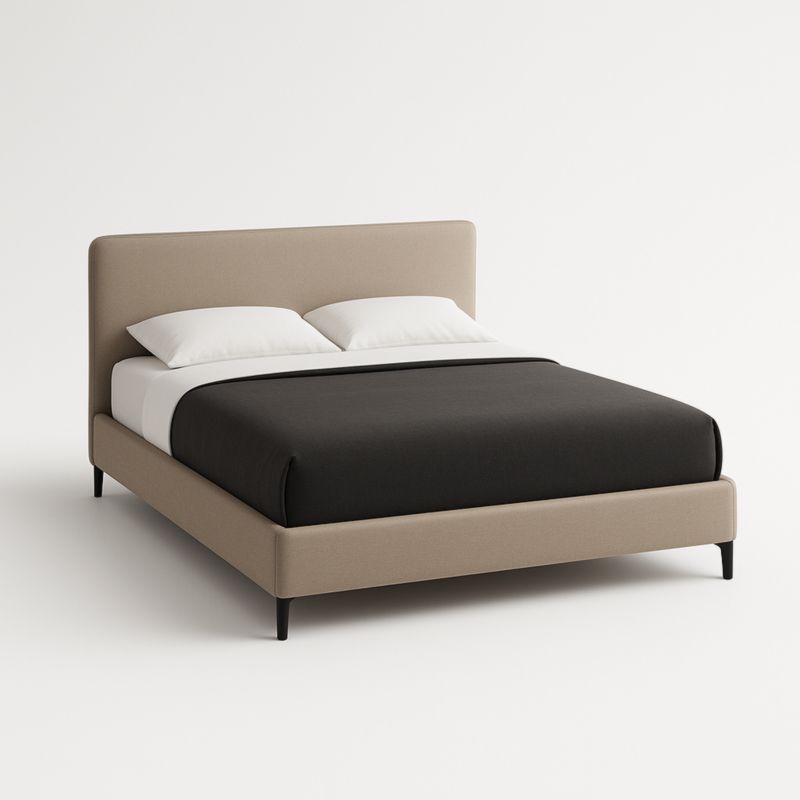 Letto Matrimoniale in Tessuto Beige 200x160x100 cm