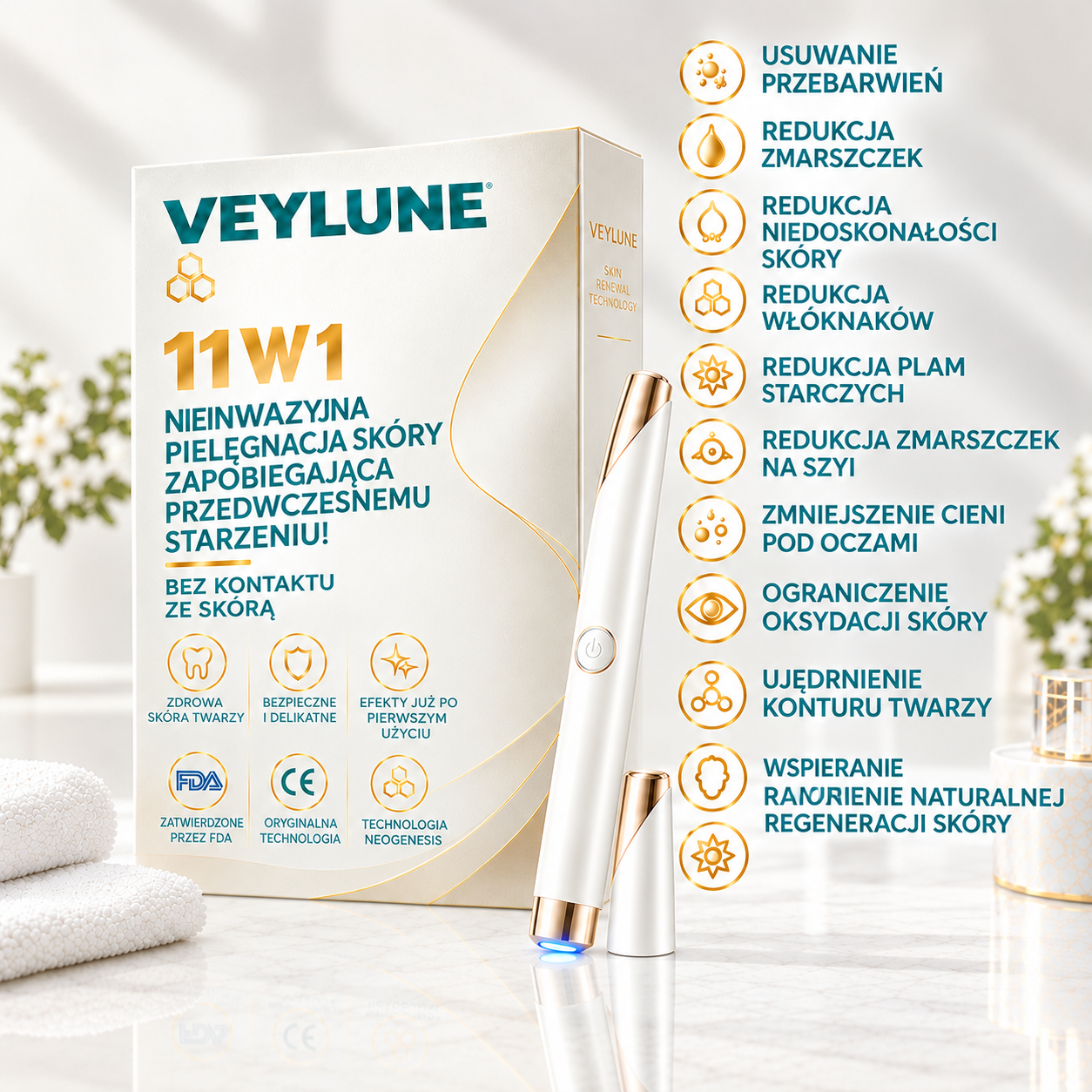 ✨VEYLUNE 2026 – Wielofunkcyjne urządzenie do pielęgnacji skóry w formie długopisu. Profesjonalne rozwiązanie na niedoskonałości skóry. Nieinwazyjna technologia dla promiennej cery. Wyprodukowano w USA.✨