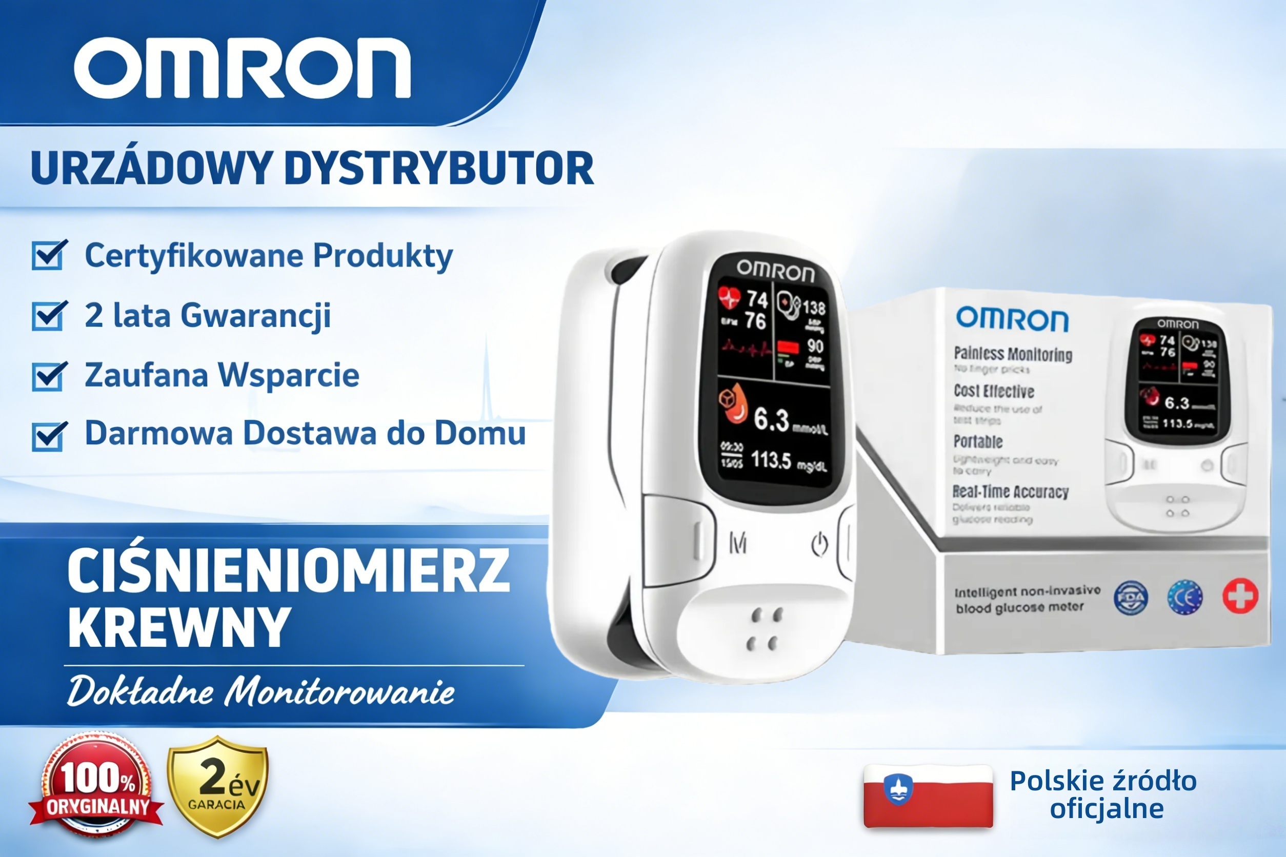 Omron™ 2026 Nowy nieinwazyjny inteligentny glukometr