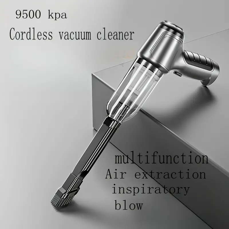 Kompaktowy Bezprzewodowy Odkurzacz Samochodowy o Wysokiej Mocy - Wielofunkcyjny z Silnym Ssaniem i Wiatrem, Ładowany przez USB, Ręczny Design, Zestaw Akcesoriów (Siatka Diamentowa, Szczotka do Podłogi, Pudełko EVA) - Cicha Praca do Domu i Samochodu, Bezpr