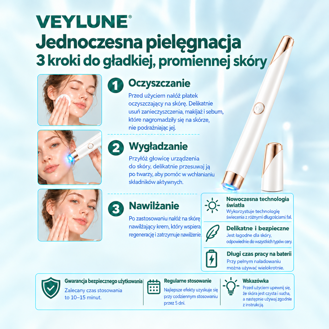 ✨VEYLUNE 2026 – Wielofunkcyjne urządzenie do pielęgnacji skóry w formie długopisu. Profesjonalne rozwiązanie na niedoskonałości skóry. Nieinwazyjna technologia dla promiennej cery. Wyprodukowano w USA.✨