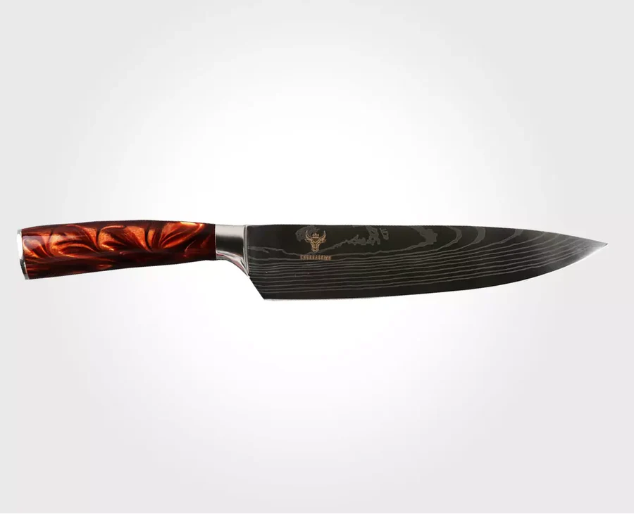Nóż szefa kuchni 8" Stal Damasceńska Fuego