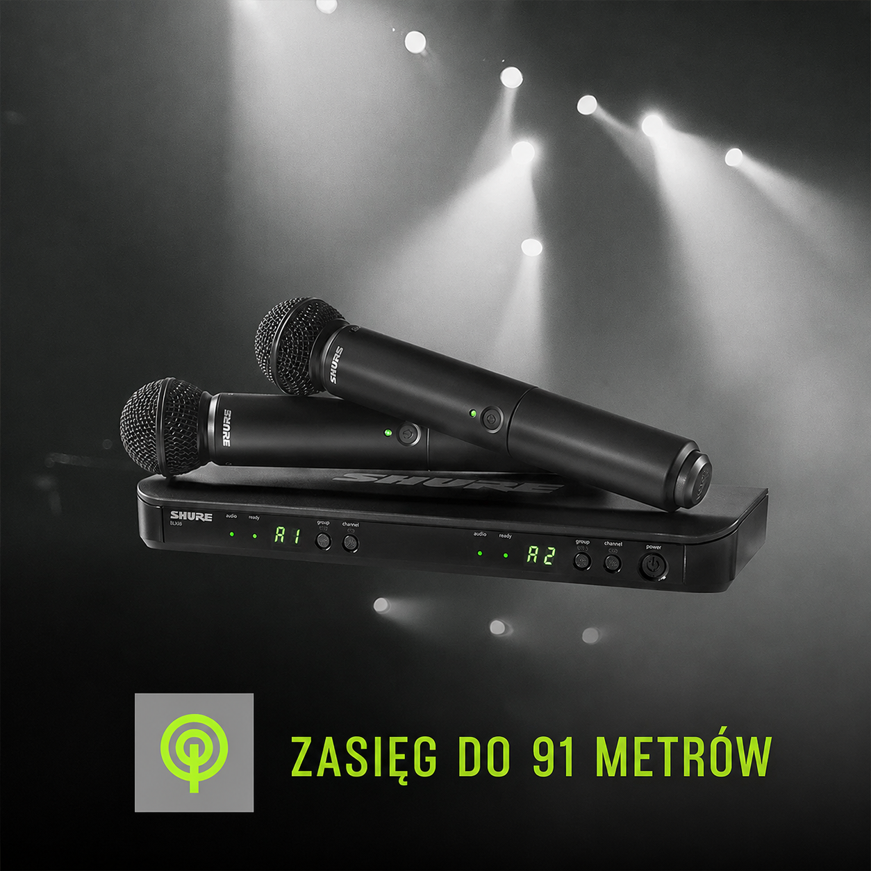 Bezprzewodowy system mikrofonowy UHF Shure BLX288/PG58/SM58/SM58A